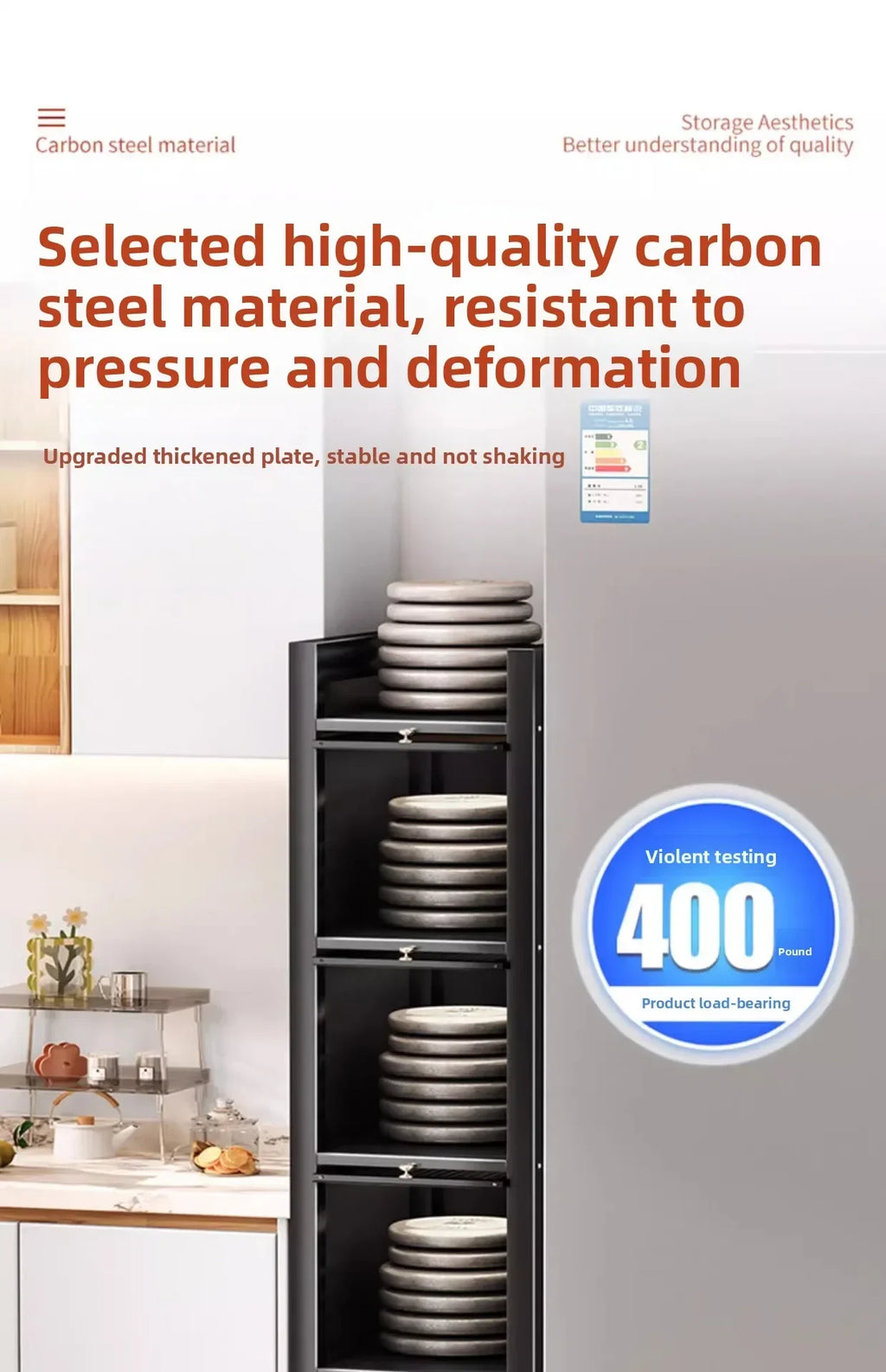 Multi-functional Kitchen Shelf Floor-to-ceiling Shelf Locker Microwave Pot Oven Cabinet Storage Rack with Cabinet Door
