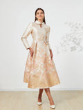 DEVCHATA Women Luxury Long Maxi Jacquard Dresses Flower Party Prom Gown Fashion New Arrival Evening Vestido
