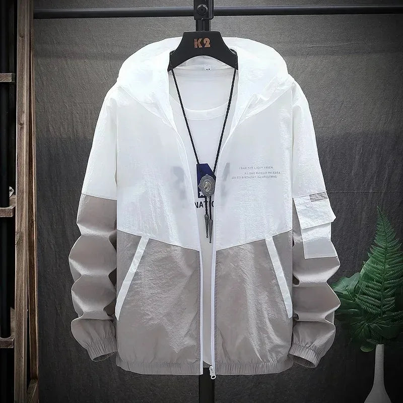 Men's Sun Protection Clothes Jackets Motorcycle Summer Ultra-thin Windproof Ice Silk Windbreaker Male UV Resistant Jacket Coats