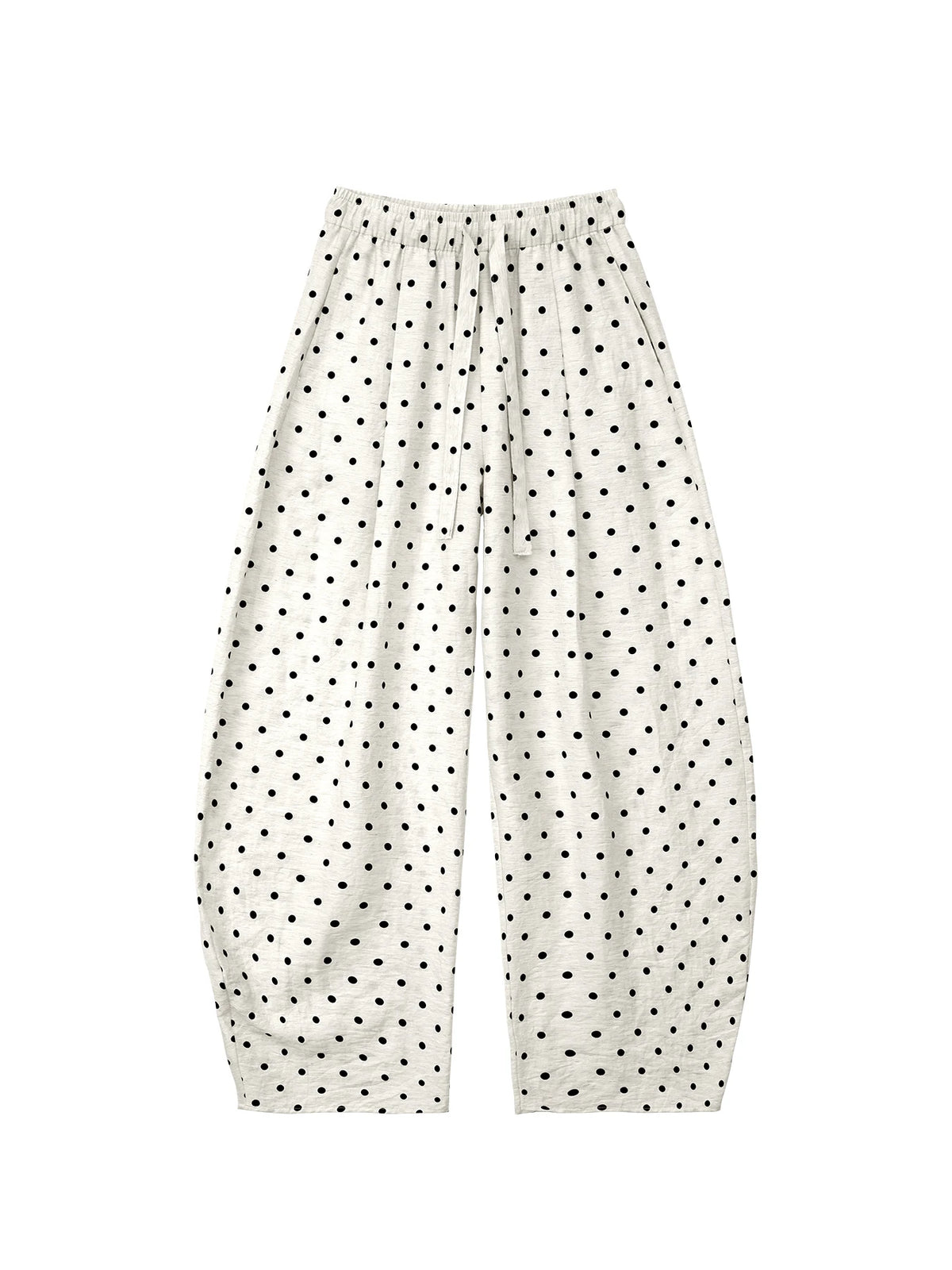 Linen Polka Dot Wide-Leg Pants for Women's Summer, Thin High-Waisted Loose and Laid-Back Style Yamamoto Pants, Casual Straight-L