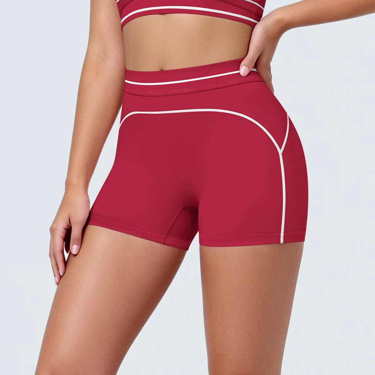 High Waist Stripe Fitness Yoga Shorts for Woman's Quick-Dry Breathable Hip-lifting Summer Gym Running Color Blocking Yoga Shorts