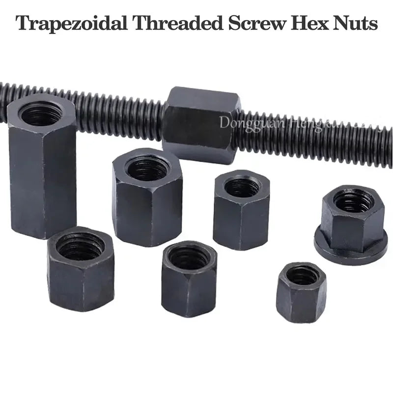 T12-T45 Trapezoidal Lead Screw Left/Right Rotary Thread Hex Nut CNC Machine 3D Printer Linear Shaft Carbon Steel ACME Thread