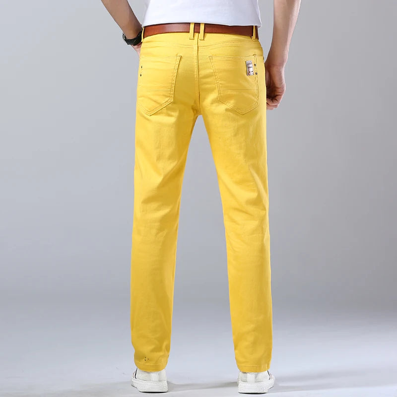 Men's Classic Denim Pants 2022 New Fashion Casual Straight Stretch Slim Fit Jeans High Quality Cotton Colorful Brand Pants