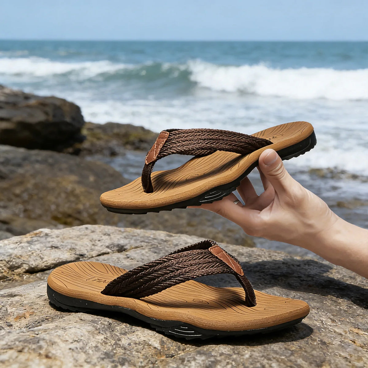 Men's flip flops TPR sole summer beach casual shoes breathable quick drying comfortable indoor and outdoor shoes