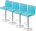 Set of 4 Adjustable Swivel Barstools, Modern PU Leather Kitchen Counter Bar Stools, Square Back Bar Stool Customized