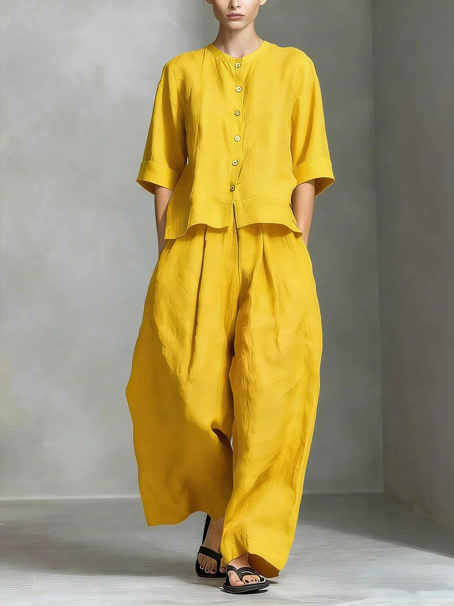 2026 New Women's Fashion Set Elegant Sleeveless Tank Top Modern Wide Leg Pants 2-Piece Outfits Summer Casual Solid Color Set