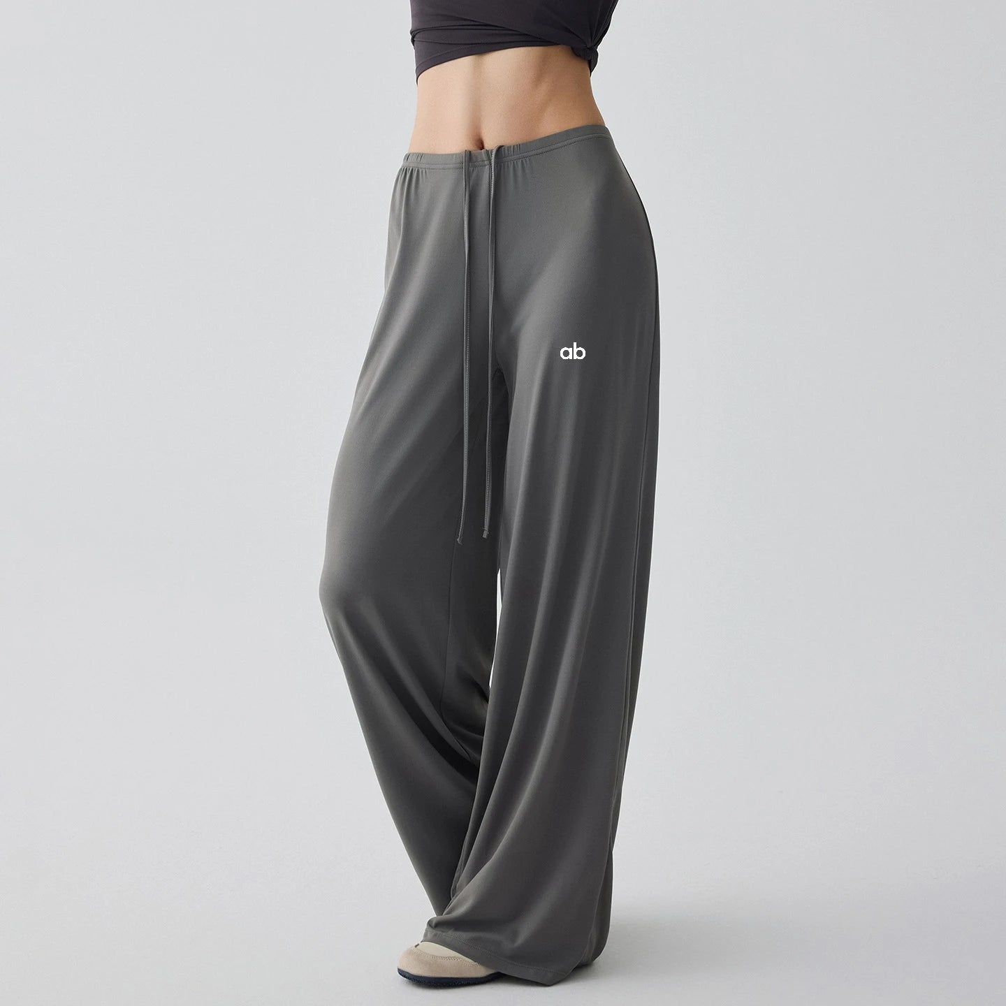 Women Wide Leg Yoga Pants Drawstring Loose Drape Straight Leg Long Pants Fitness Running Pilates Training Sports Trousers