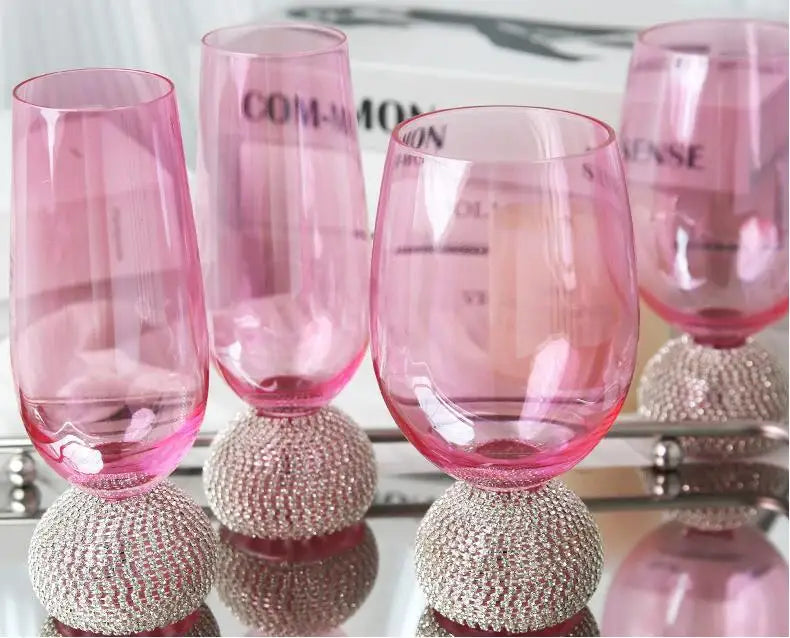 Fairy wine glasses pink diamond whisky glasses decorated with goblets red wine glasses wine glasses