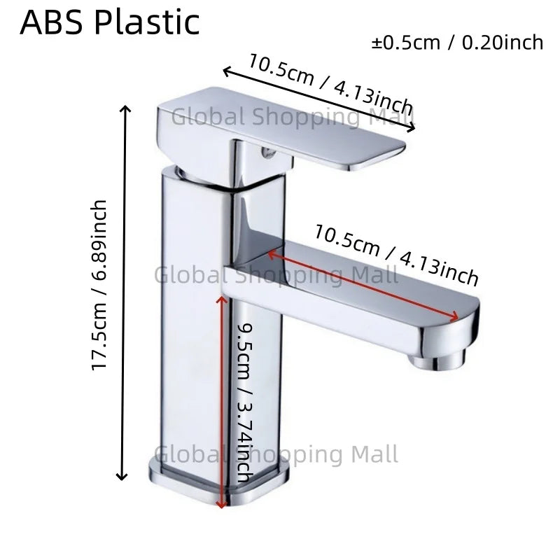 Bathroom Faucet Single Hole Single Handel Hot and Cold Water Mixer Tap Deck Mounted in Black and Chrome Square Basin TapBathroom