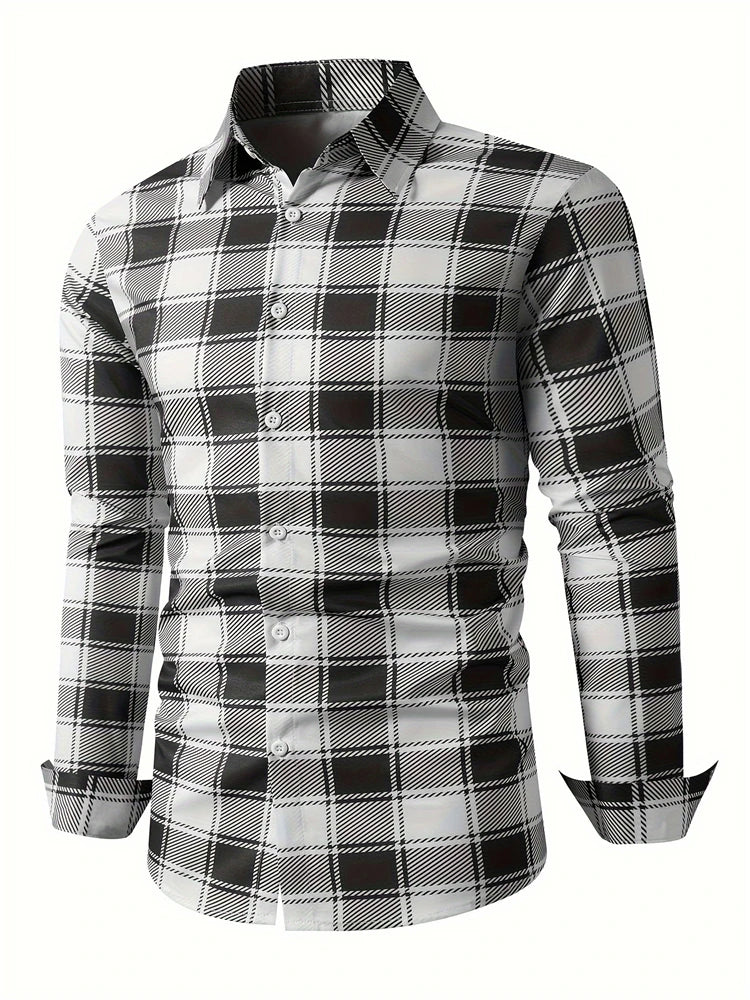 Fashion Square stripe patterns 3D Print Mens Long Sleeve Shirt Autumn Button Down Casual Animal Shirt Lapel Mens Clothing Tops