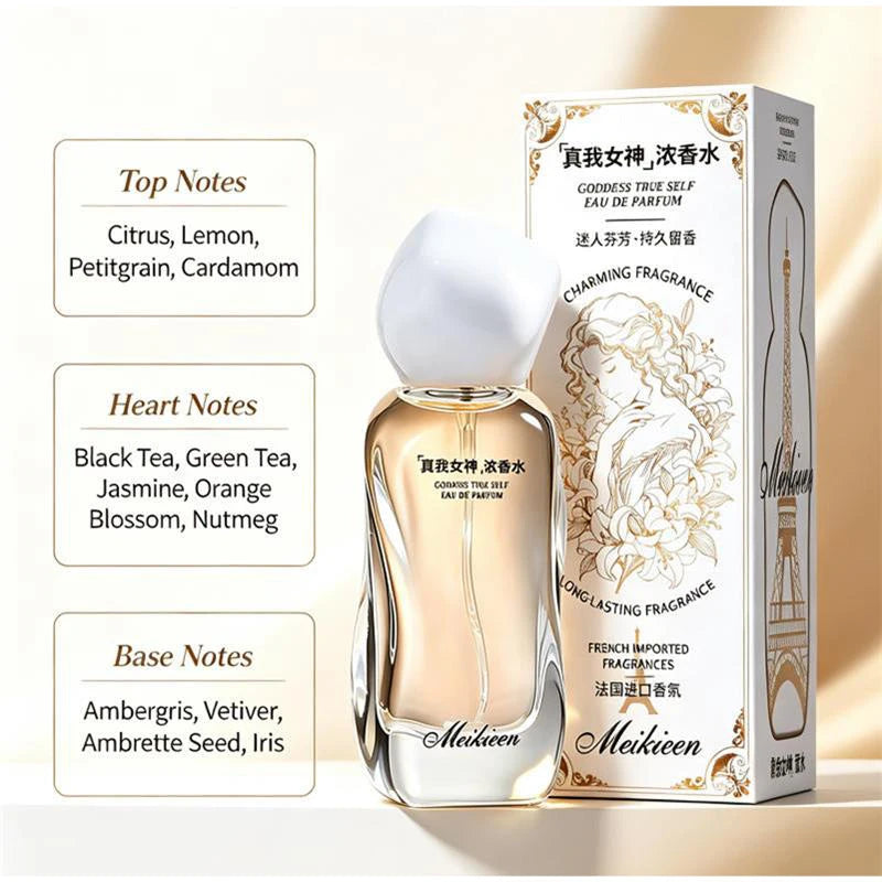 Khaki Girl Floral Fruity Eau De Toilette Long-lasting Fresh Citrus Perfume Spray Unique Crystal Bottle Daily Dating Perfume