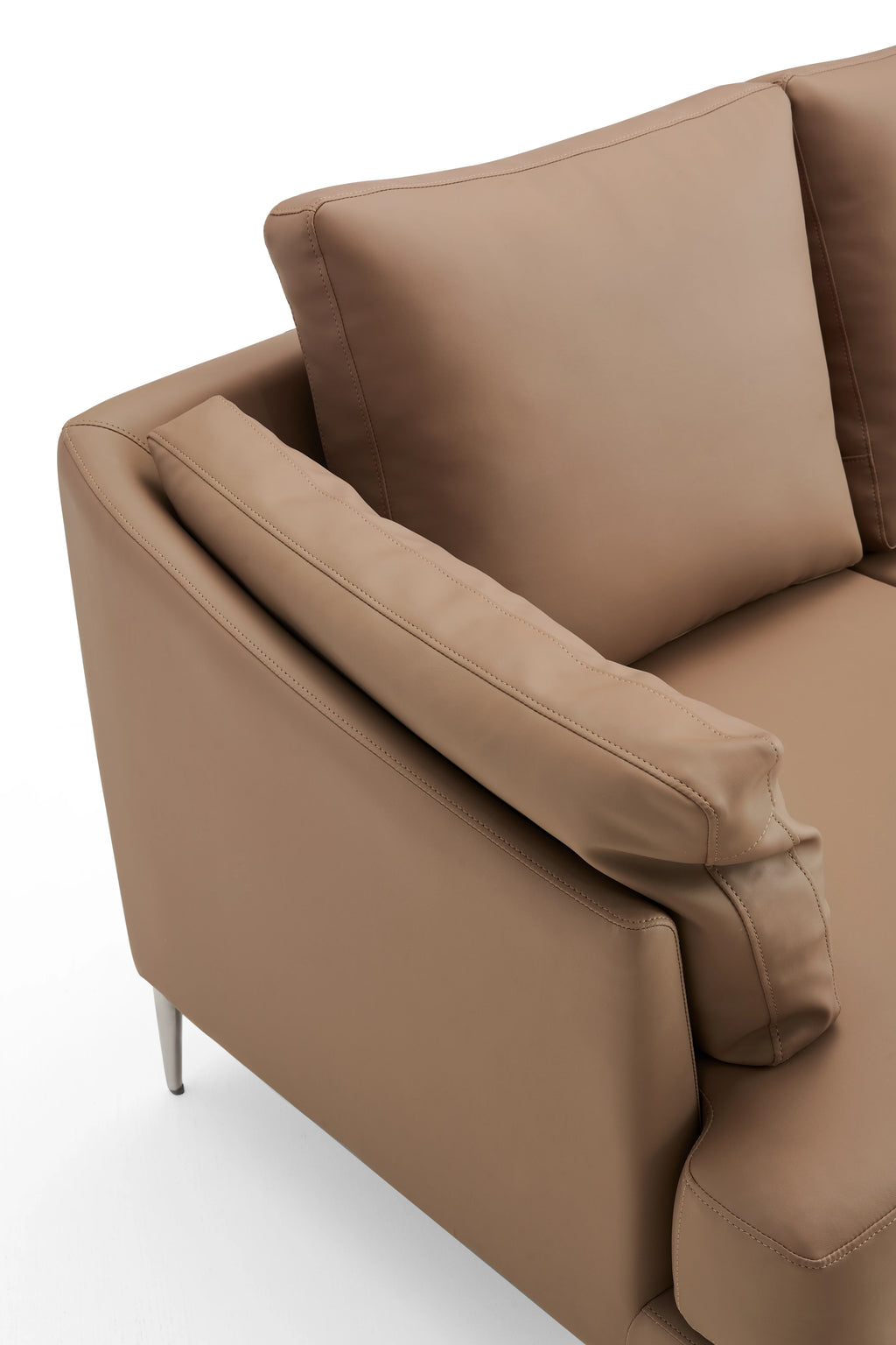 Modern Two-Seater Brown Synthetic Leather Durable Commercial Office Sofa For Home Apartment Workshop Or Living Room Use