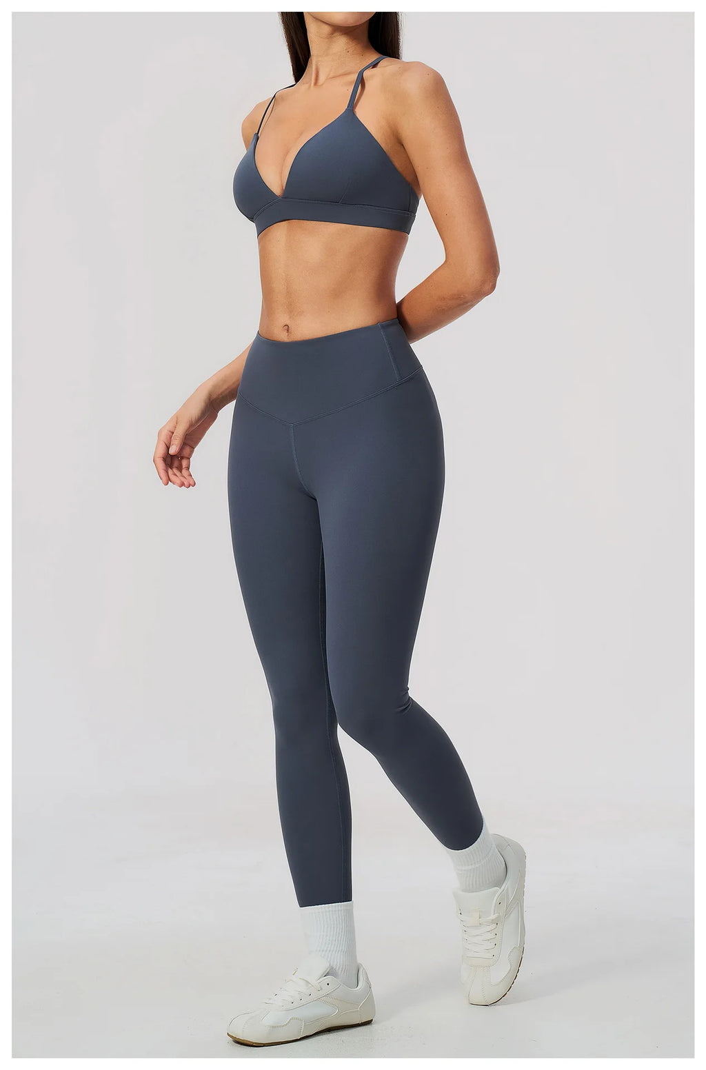 Woman Yoga Set Fitness Suit 2PCS Gym Clothing Running Workout Sportswear Outfit Tracksuit Set V Neck Cross Back High Waist Pants