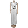 BKLD 2025 Women's Temperament Commuting Suit Contrasting Button Sleeveless Vest Tops+Zipper Pockets Pants Fashion Casual Outfits