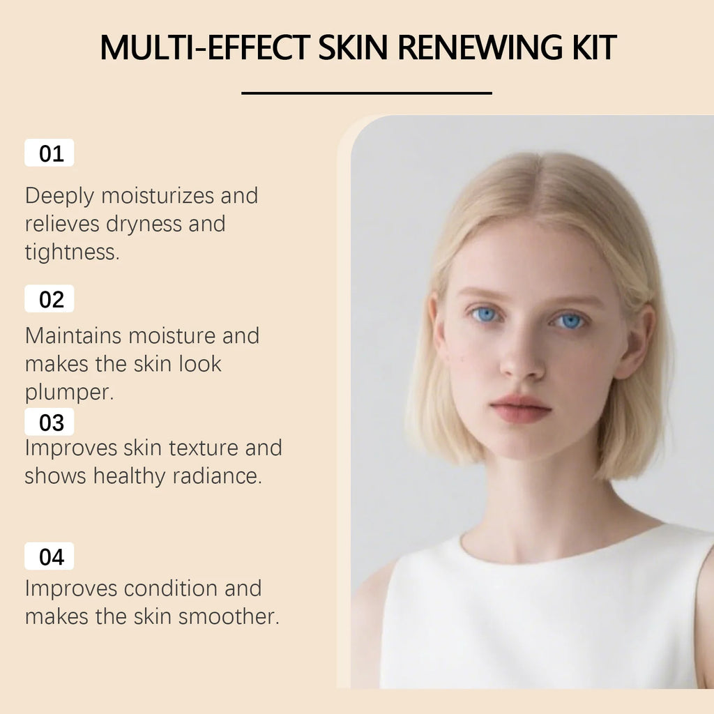 Deep Hydration Firming Skin Gentle Exfoliating Face Care Multi Effect Set for Dry Skin Renewing Kit Daily Skincare Night Repair