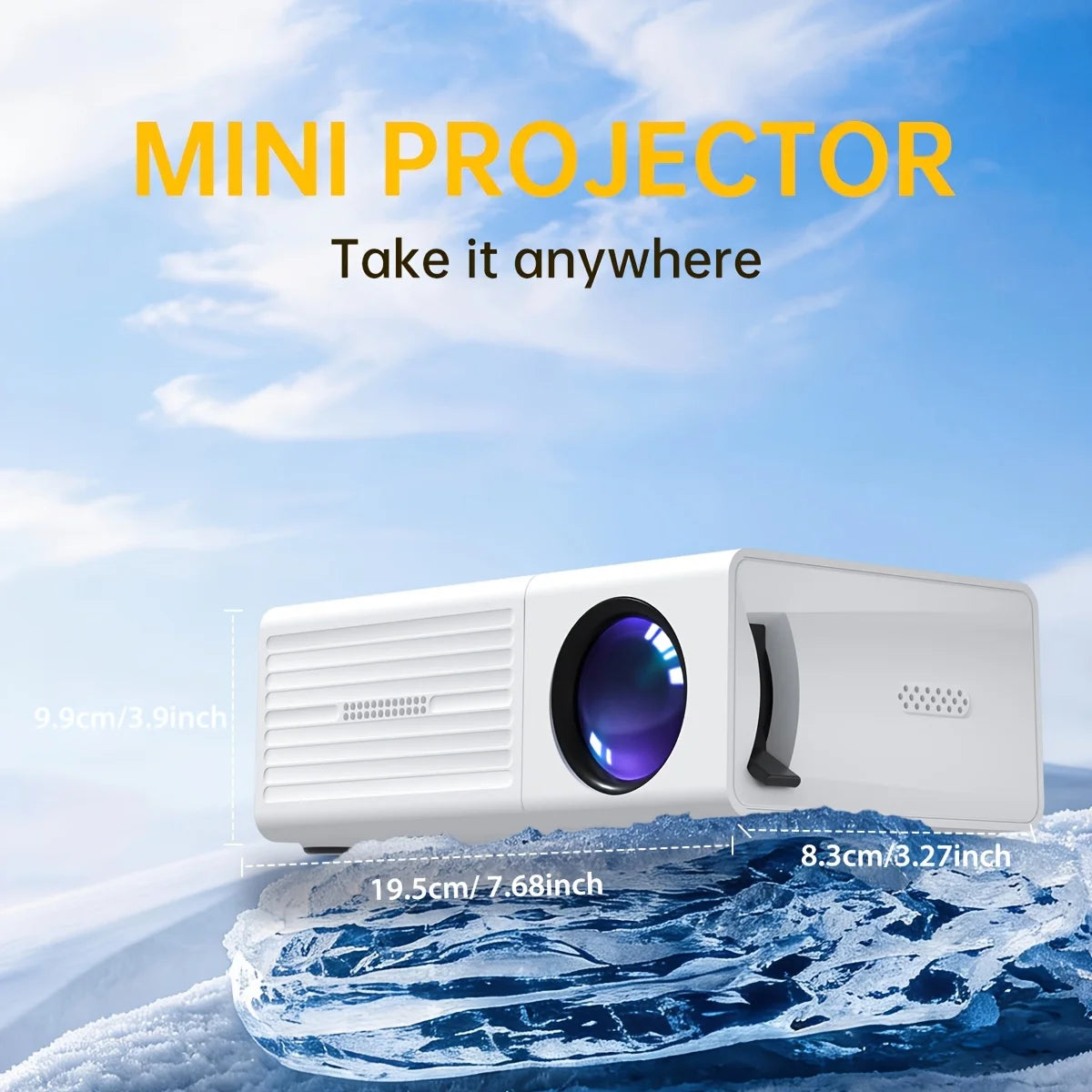 2026 upgraded mini Projector, portable video projector, home theater projector, supports 4K HD resolution, USB connection