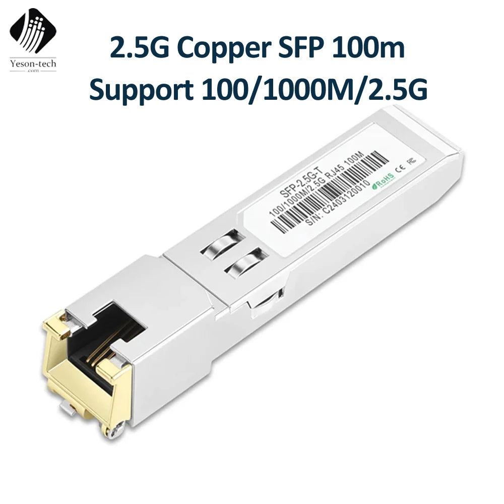 sfp 2.5g rj45 Port 100M SFP Copper Module Fiber SFP Transceiver Module Optical Ethernet Switch Compatible Mikrotik/Cisco