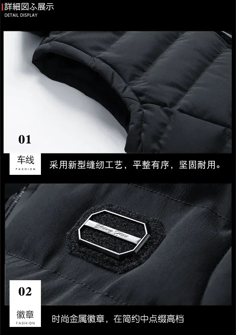 Fashion Warm Hooded Male Winter Vest Light Plus Size Mens Work Vest Waistcoat Hooded New Fleece Autumn Sleeveless Jacket for Men