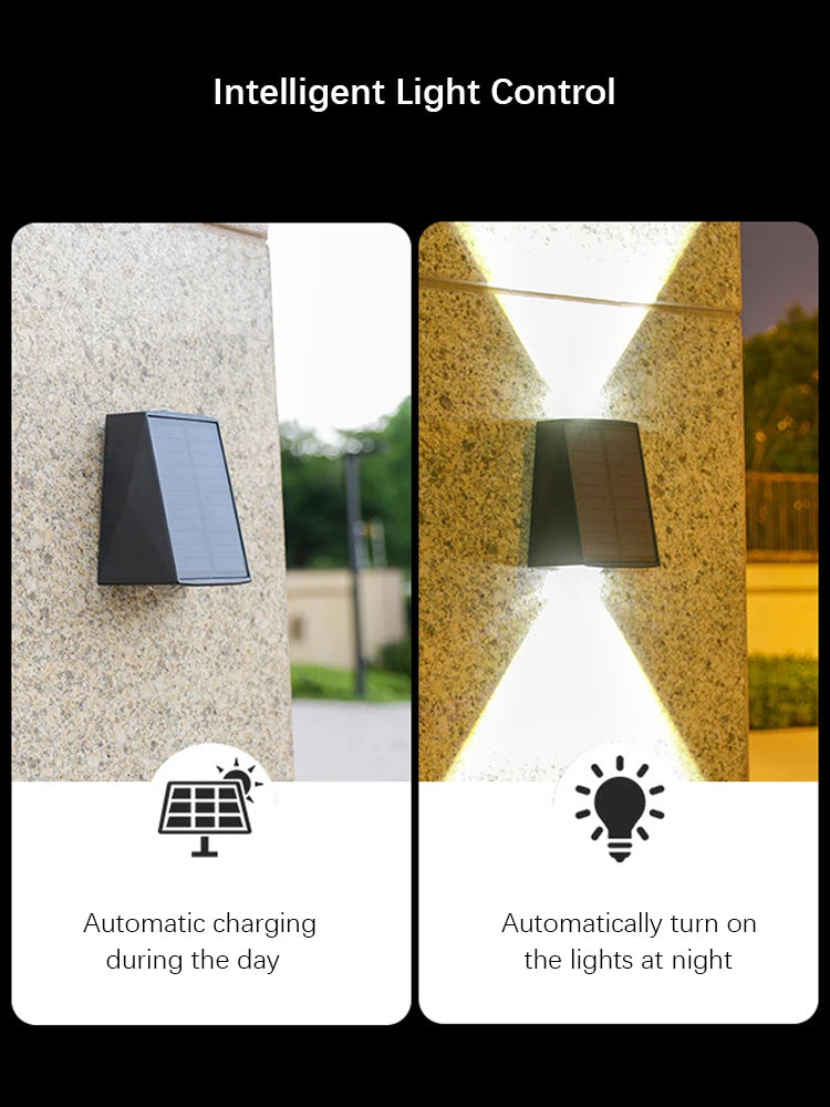 2LEDs Solar Outdoor Wall Lamp,Waterproof Atmosphere Lighting,Decorative Light for Garden Yard Porch Balcony Walkway Camping Deco