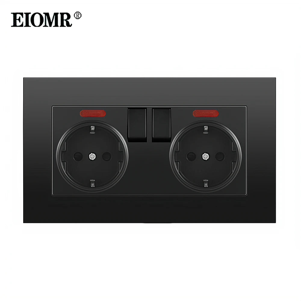 EIOMR EU Standard Electrical Socket,USB Type-C Mobile Phone Charging Outlet,16A 220V Household Appliances Electric Socket Switch
