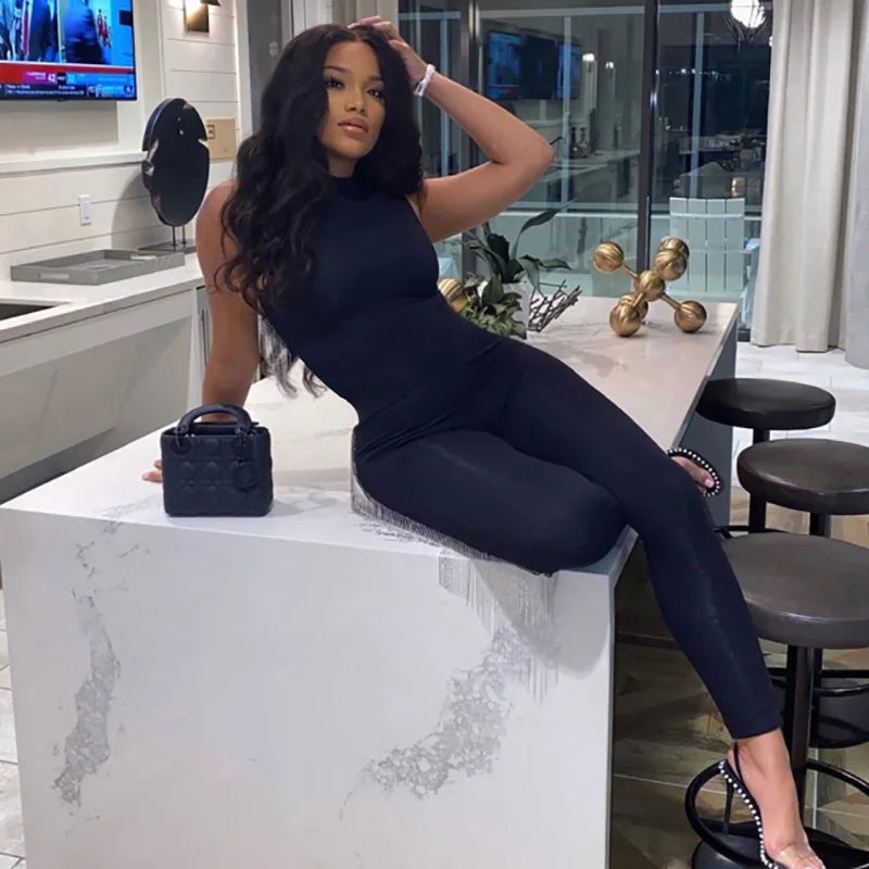 Pencil Jumpsuit for Women Full Seasons Casual Fitness Sporty Playsuit Sleeveless Slim Activewear All In One Jumpsuit Clothing