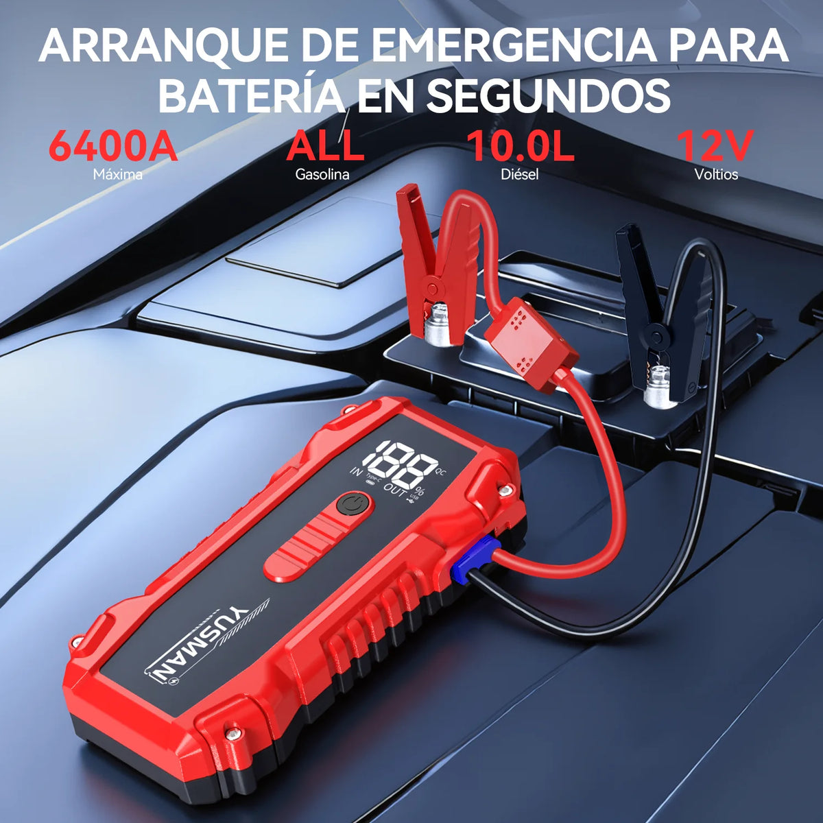 6400A Peak Car Emergency Start 20000mAh Portable Auto Jump Starter Power Bank For 12V Emergency Car Battery Booster Starter Charger