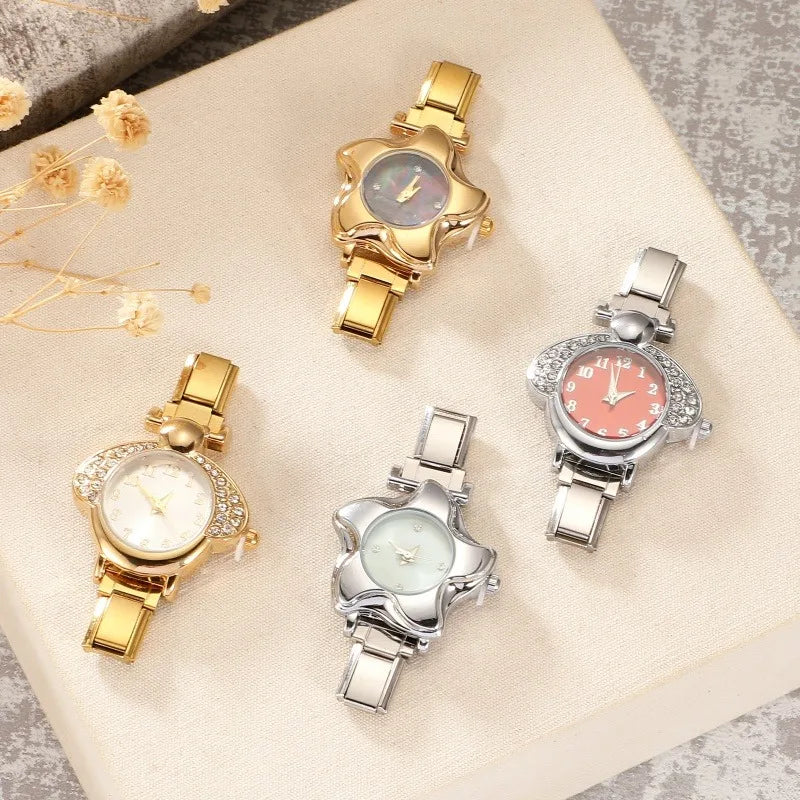 Irregular alloy case Arabic numeral classic dial Stars-shaped diamond-encrusted fashion Stainless Steel Bracelet ladies watch