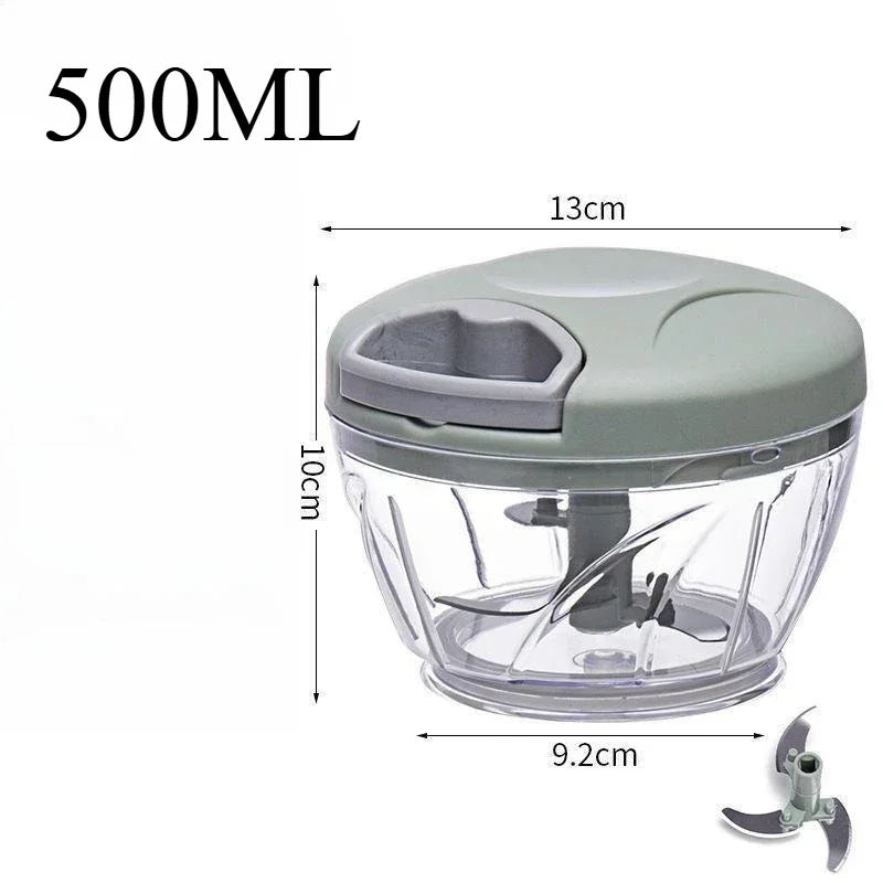 Manual Garlic Chopper & Vegetable Slicer – 500/1000 ml Fruit Crusher, Kitchen Blender & Meat Grinder