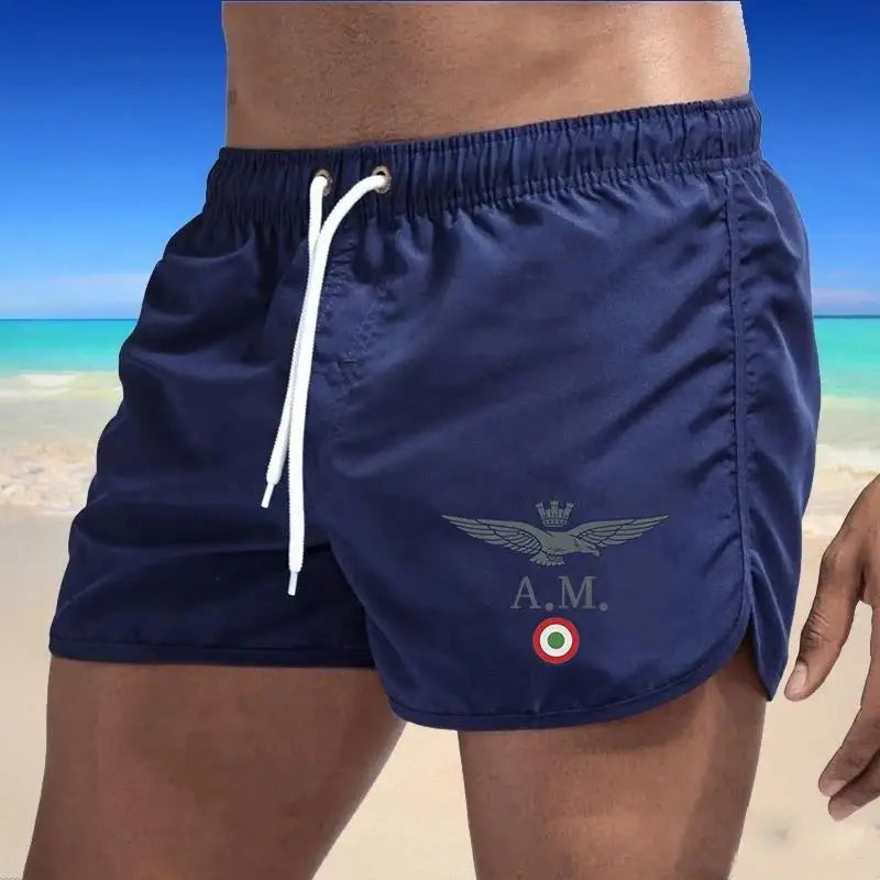 2024 Men's Fashion Printed Swimming Shorts Quick-Drying Beach Suit Breathable Drawstring Pocket