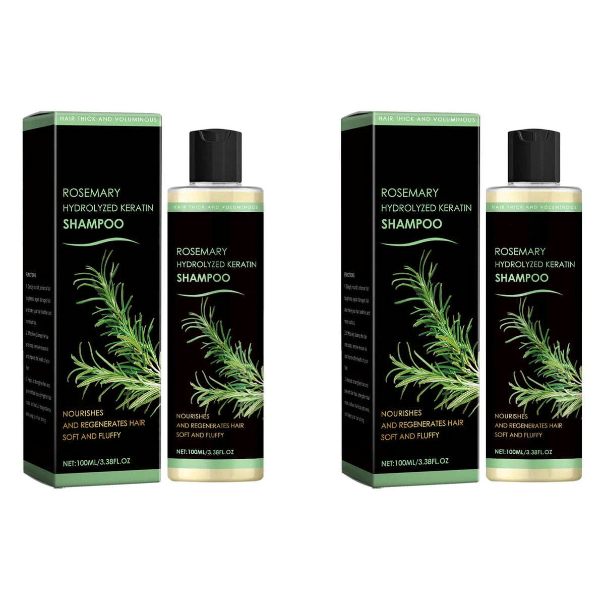4pcs Rosemary Hair Growth Shampoo Thickening Hydrolyzed Keratin Dry Frizzy Damaged Repair Moisturizing Scalp Cleaning Shampoo