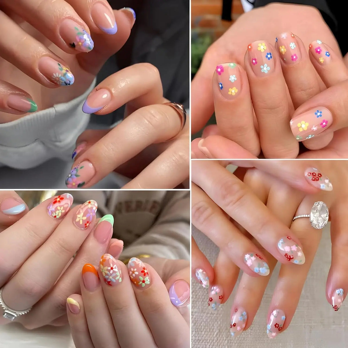 30Sheets 3D Self Adhesive Nail Art Stickers Cute Daisy Floral Heart Flower Nail Decals Decor Supplies for Women Manicure DIY