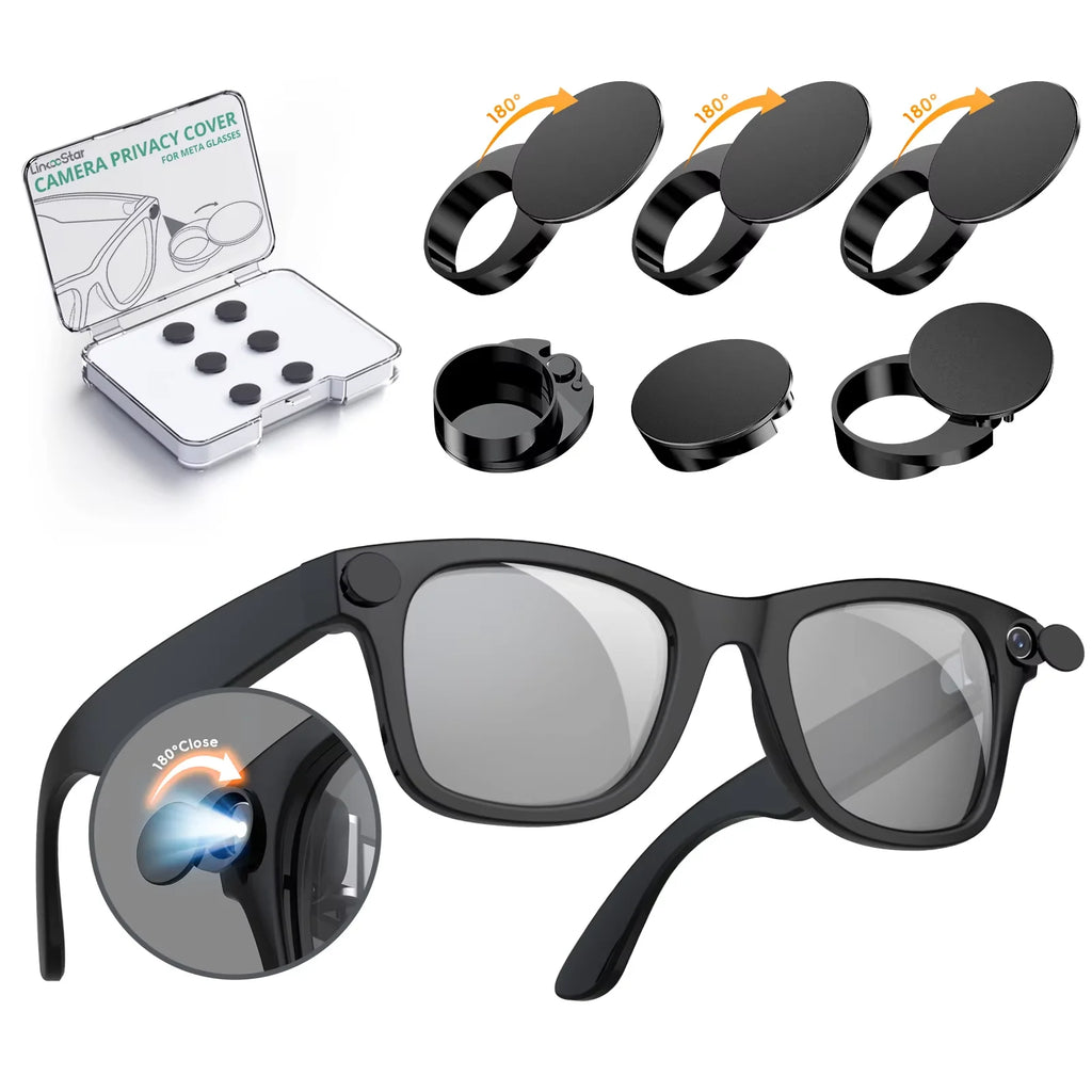 4/6Pcs LED Light Privacy Cover for Ray-Ban Meta Smart Glasses Rotating Camera Lens Shutter for Wayfarer/Skyler/Headliner Gen1&2