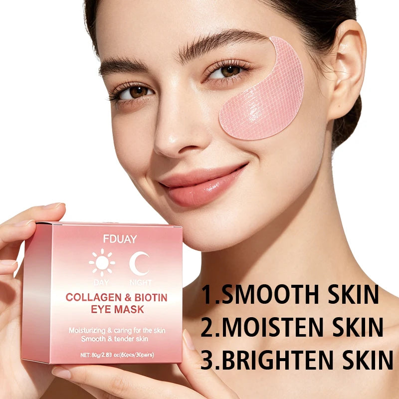 FDUAY Biotin Collagen Dual-Effect Eye Patches 30 Pairs Easy to Fit Busy Daily Routine Skin Care Beauty Treatments
