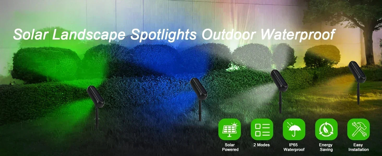 LED Solar Outdoor Courtyard Spotlights Waterproof Garden Decoration Atmosphere Lights 2modes of Tree Garden Channel Lighting