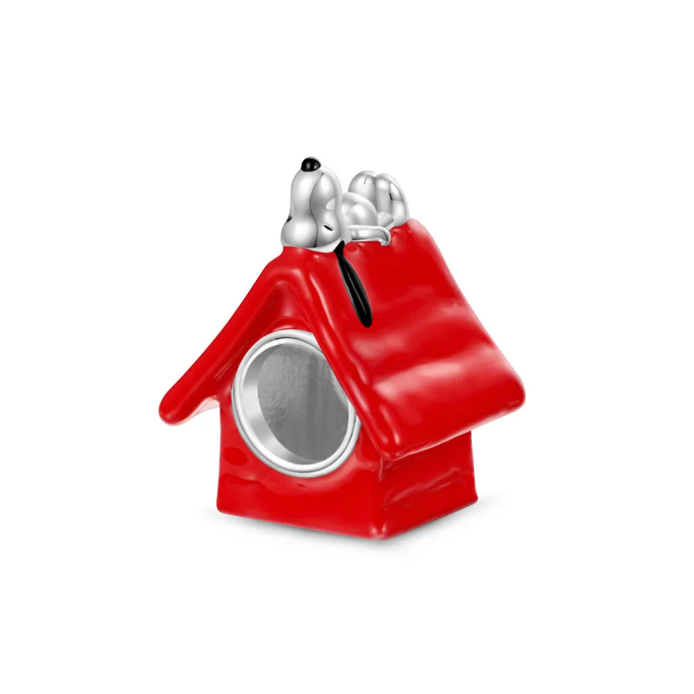 Cartoon 925Silver Balloon Dog, Red House, Watermelon Dog Male and Female Pendant,Fit Bracelet DIY Jewelry for Girls and Children