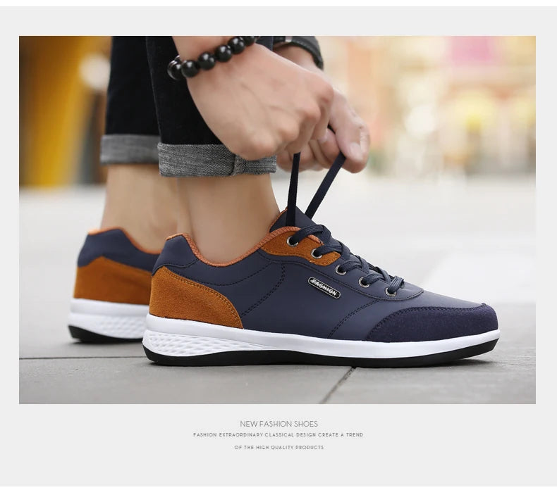 Men Shoes Sneakers PU Leather Trend Casual Shoes Fashion Breathable Leisure Male Sneakers Non-Slip Footwear Men Vulcanized Shoes