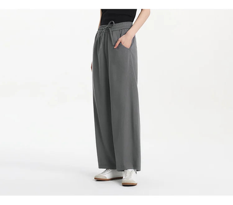 Women Pants Casual Slit Loose Curved Slim Fit Minimalist Lazy Versatile Curved Leg 2026 Summer Fashion Daily Top