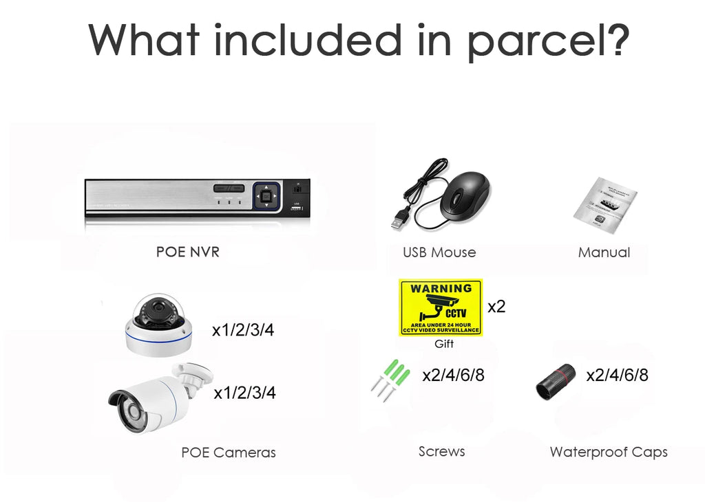 Gadinan 8MP Ultra HD POE Network Video Surveillance System 4K Security Cameras 4CH 8CH NVR Dome Bullet CCTV Kit Audio Record Set