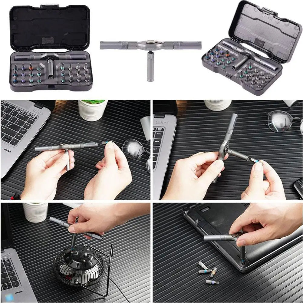 24-in-1 Ratchet Magnetic Screwdriver Set Multi Bit Ratchet Screwdriver Set With T Handle Multi-Purpose Mini Screwdriver Kit
