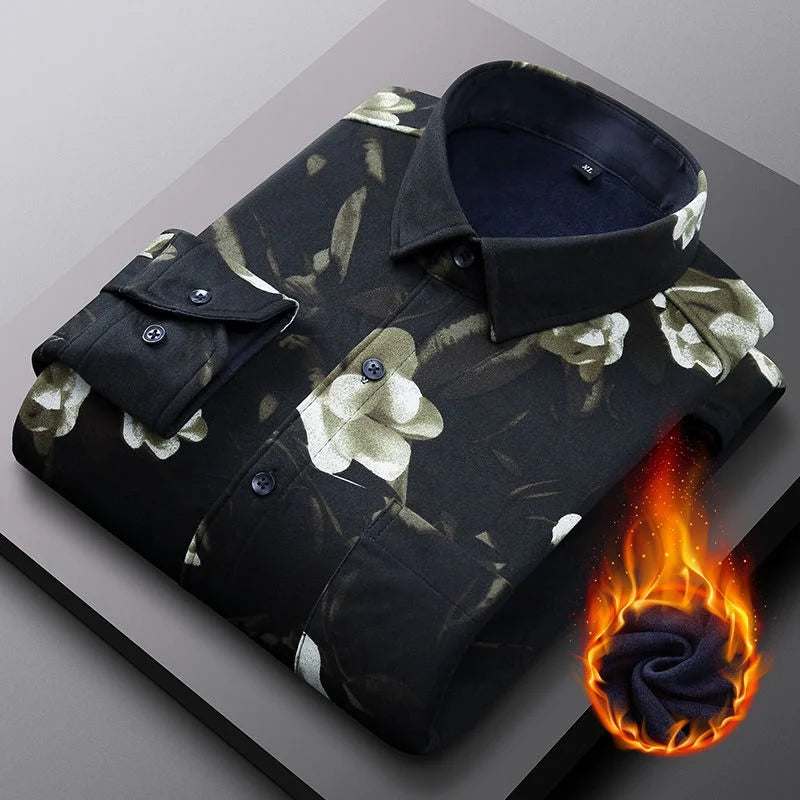 2025 spring shirts flower design high quality thicken casual mens shirt,autumn smart casual shirt men,size M-5XL KCY019