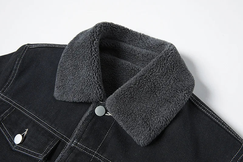 New Fashion Men Black Denim Jackets Fleece Warm Jeans Coats Quality Male Cotton Casual Winter Coats Outwear Winter Clothes 5XL