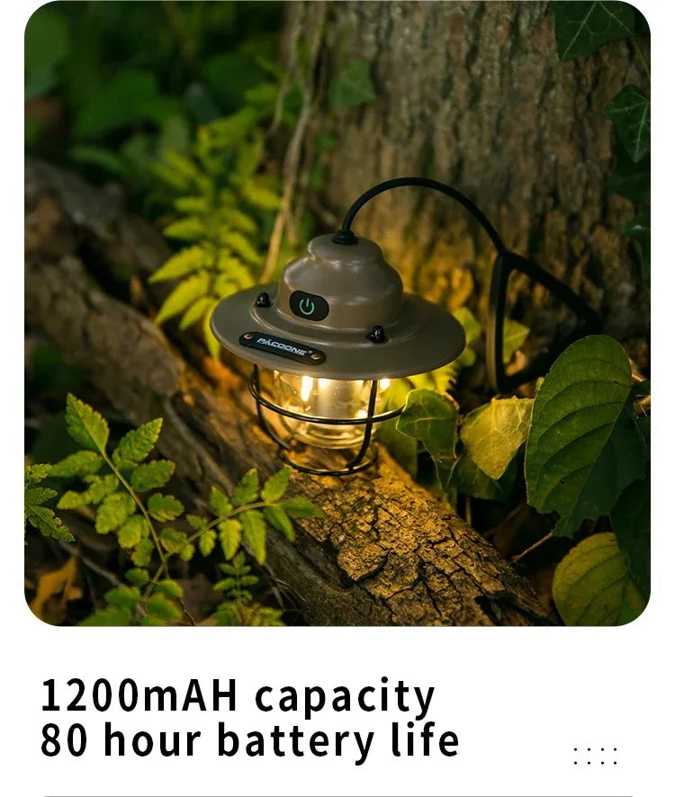 Outdoor Retro Smalldroplight, Campsite Lamp, Atmosphere Lamp, USB Charging Tent Light, LED Camping Hangling Lamp