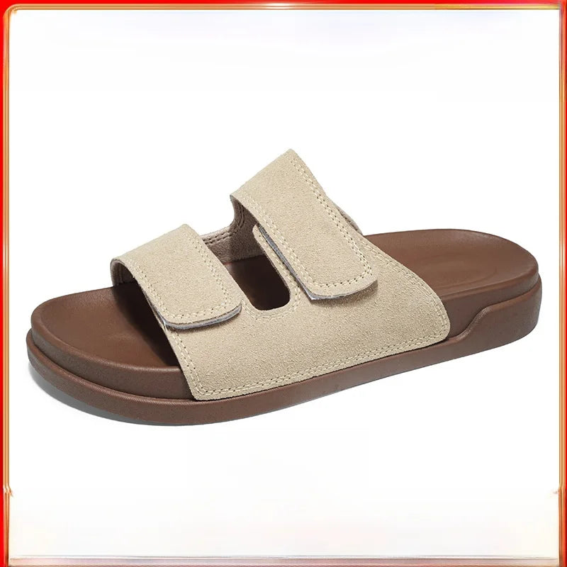 Birkent Men's Sandals Summer 2026 Outdoor Sports Beach Flat Slippers Thick Bottom Anti-slip Wear-resistant Casual Slip-ons
