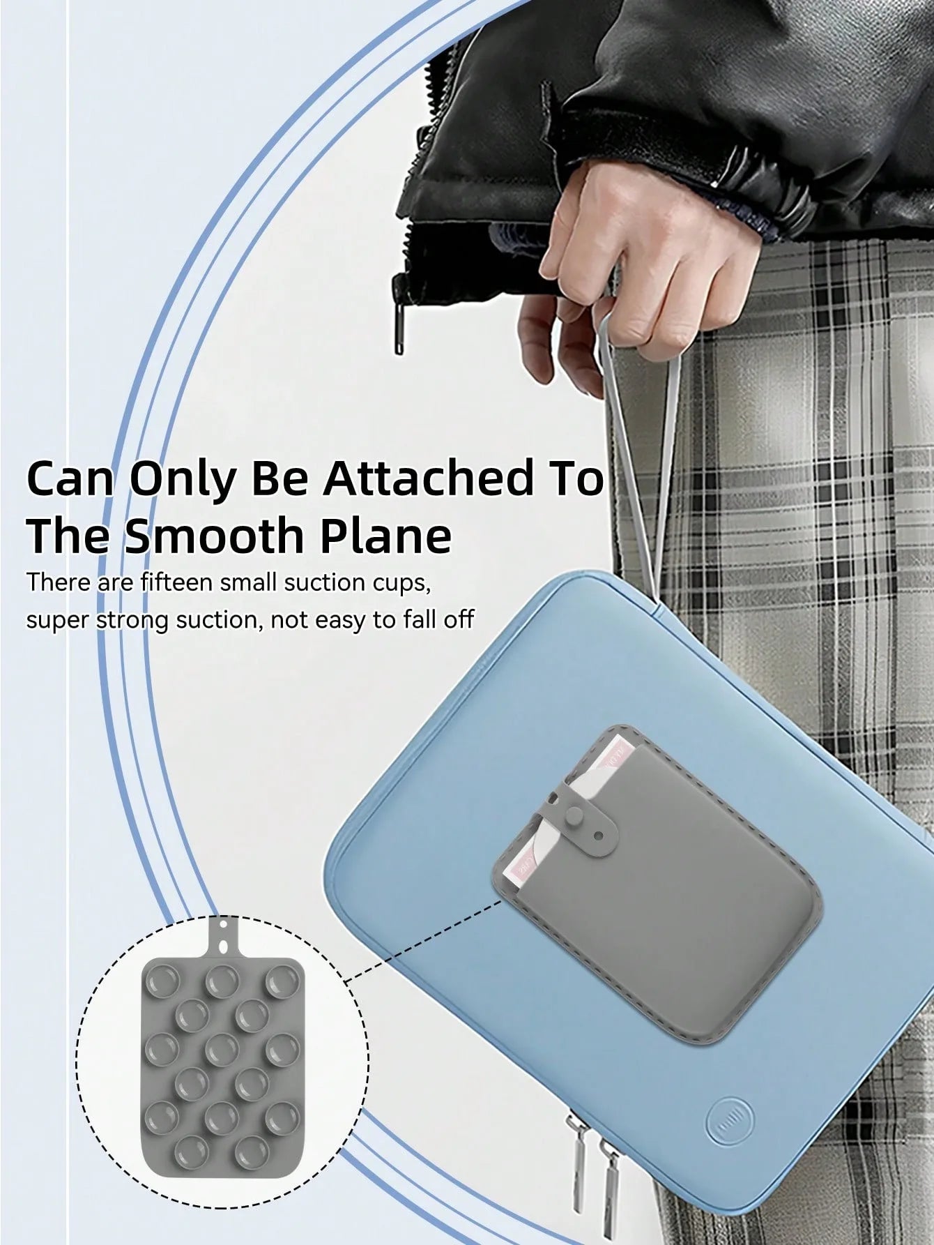 Adsorption Back Storage Bag For iPad Laptop Smooth Surface Reusable Cable/Mouse/Powerbank Pouch Elastic Tablet Accessories