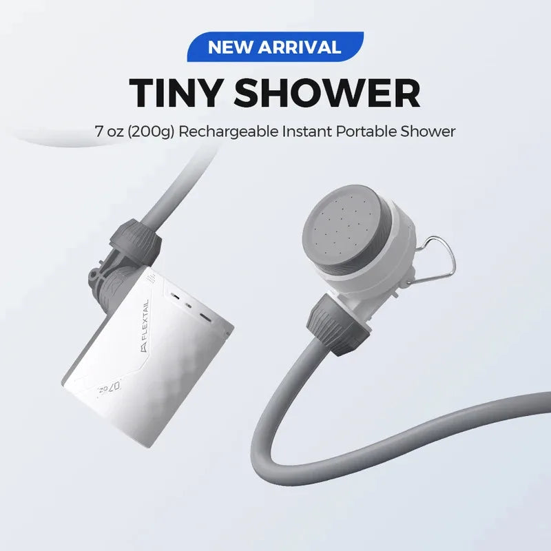 FLEXTAIL Portable Shower Pump, IPX7 Waterproof Pump Head and Hose Set, Rechargeable Water Pump for Camping, Outdoor Shower