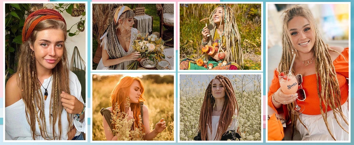 24 Inch Synthetic Dreadlock Hair Extensions, 10Strands/Lot Single Ended Soft Dreads Locks Hippie Style Dreadlock for Women