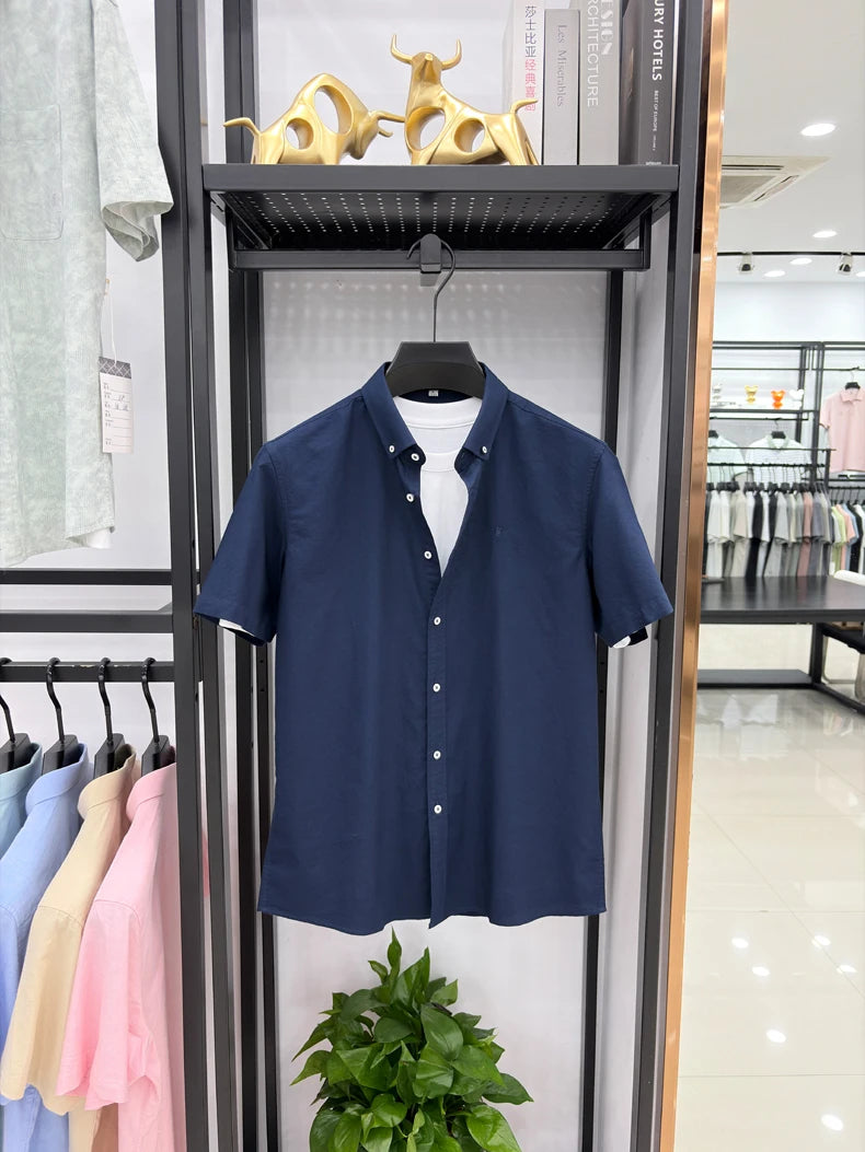 100% cotton short sleeve shirt summer classic solid color luxury brand Paul embroidery fashion business golf casual men's wear