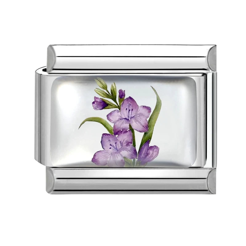 2025 Women's Fashion Colorful Flowers Sunflower Tulip Orchid Daisy Italian Charms Fit 9mm Stainless Steel Bracelet DIY Jewelry