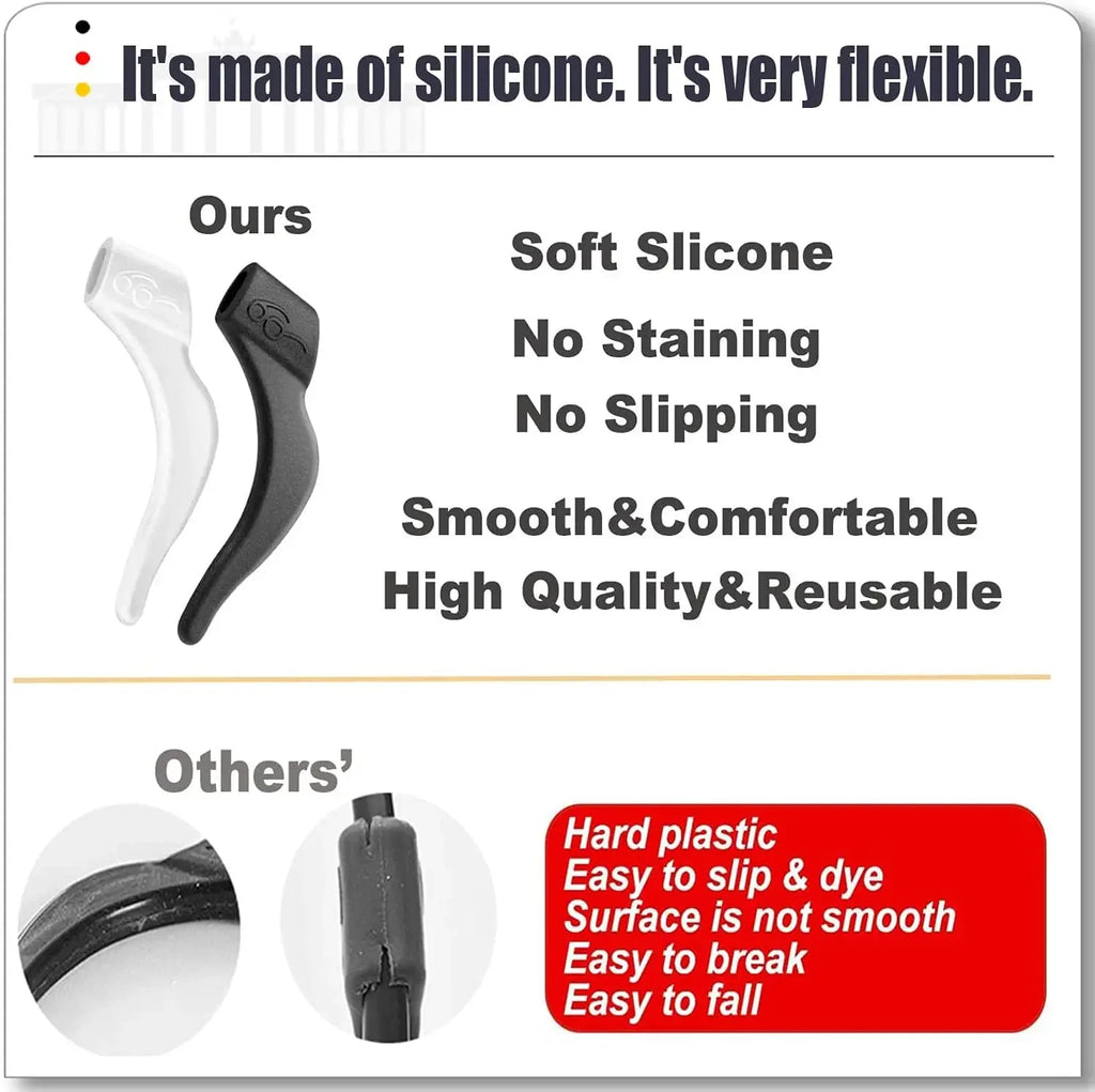 Soft Silicone Ear Hook Anti-slip Glasses Leg Grip Anti-fall Holder Ear Sleeve Bracket Fastener Transparent Eyewear Accessories