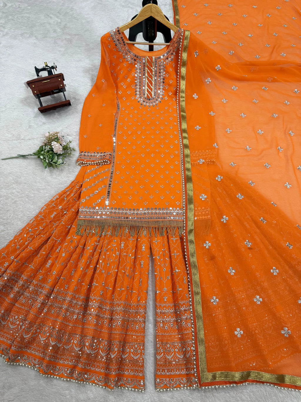 Indian Modern Style Women Fancy Suit Long Anarkali Embroidered Material Gown with Salwar Kameez Worked Dupatta Wedding Quick Dry